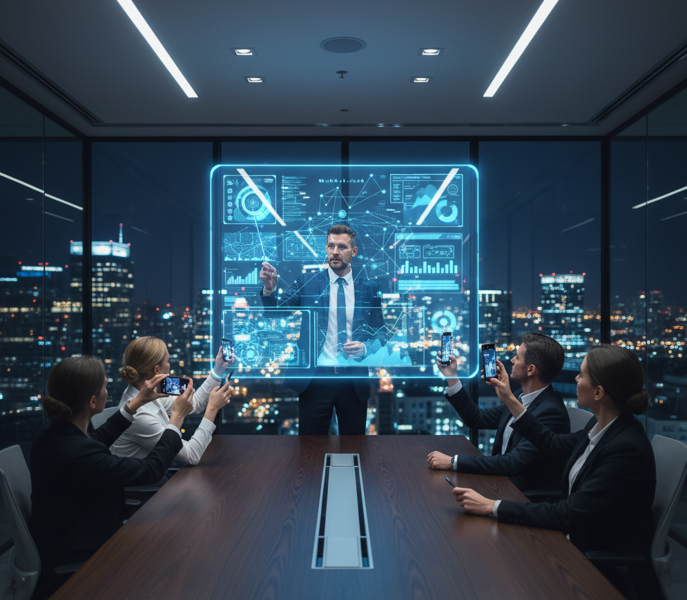 Executive presenting dashboards during a live demo